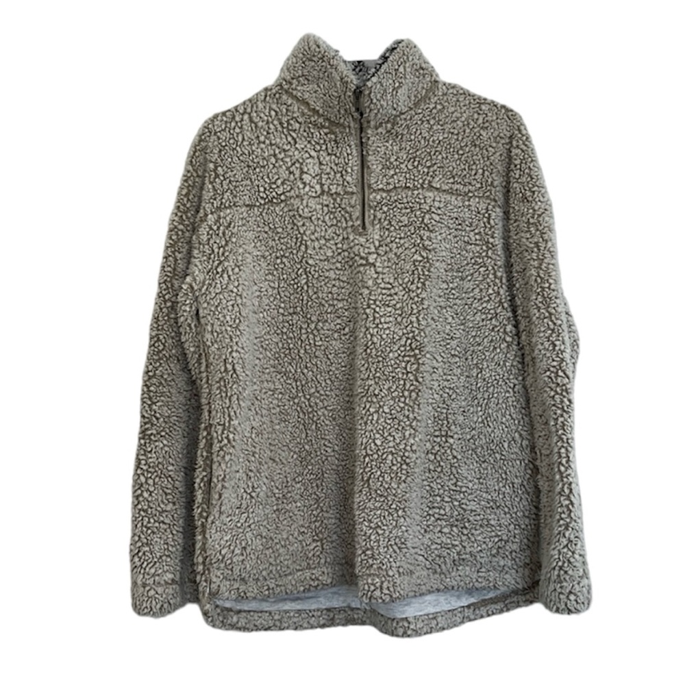 Thread & Supply Wubby Fleece Sherpa Pullover pockets Ivory Off-White Size S